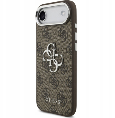 Mbulesë telefoni Guess Hardcase Big 4G Logo Classic, për iPhone 17 Air, plastike dhe lëkurë eko, kafe