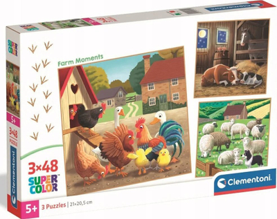 Puzzle Clementoni Farm X G, 3x48 copa, skena ferme, shumëngjyrësh