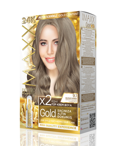 Set ngjyrë për flokë Maxx Deluxe Gold, 9.1 Diamond Blonde, 50ml