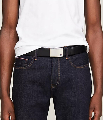 Rrip për meshkuj Tommy Hilfiger, 105cm, i zi/argjendtë