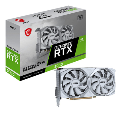 Kartë grafike MSI GeForce RTX 3050 Ventus 2X 8GB GDDR6, OC, e bardhë