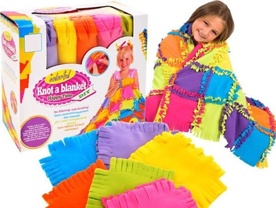 Set kreativ për batanije Knot A Blanket DIY, 45 copa 23x23cm, shumëngjyrësh