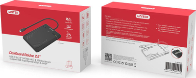 Kuti e jashtme për disk 2.5" Unitek DiskGuard Raiden, USB-C 5Gbps, SATA UASP, e zezë