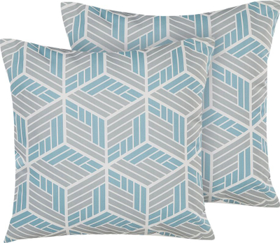 Set jastëkësh kopshti VEGGIO, 45 x 45 cm, me figura gjeometrike, gri edhe blu