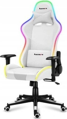 Karrige gaming Huzaro Force 6.2, LED RGB, ergonomike, e bardhë