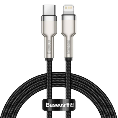 Kabllo USB Baseus CATLJK-A01, USB C në Lightning, 1 m, e zezë