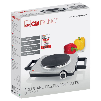 Pjatë elektrike Clatronic EKP 3788, 1 vend gatimi, inox, argjendtë