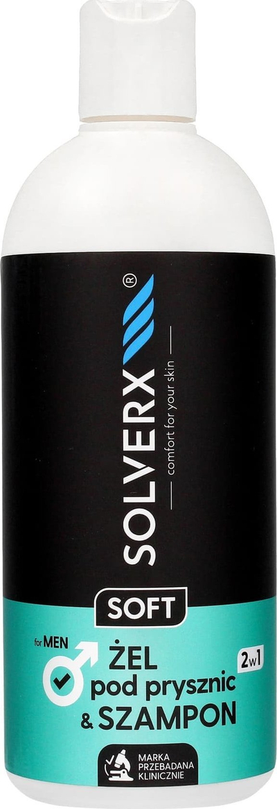 Xhel dushi edhe shampo Solverx, 2 në 1 për burra, 400 ml