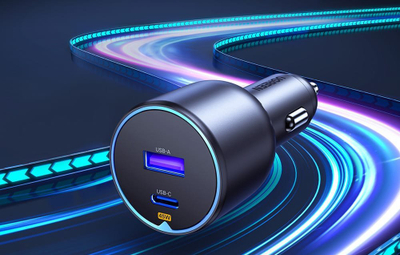 Полнач за автомобил UGREEN, 63W, 2 порти, црн