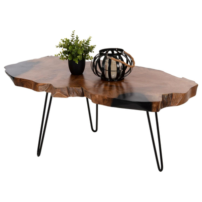 Tavolinë për kafe Glaze druri teak (HM9750), zezë
