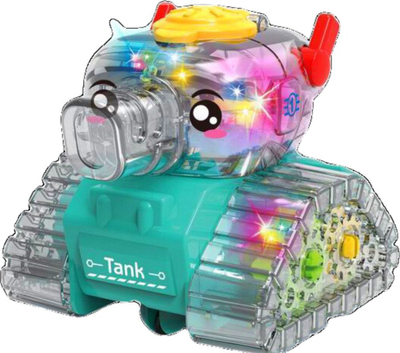 Lodër tank i tejdukshëm me drita MIX, me ingranazhe që lëvizin, shumëngjyrësh