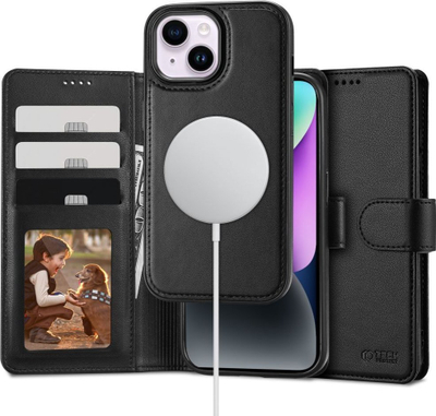 Mbrojtëse-portofol Tech-Protect Wallet MagSafe, për iPhone 15, e zezë