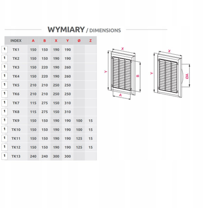 Grilë ventilimi Awenta Exclusive TK9, 150x150mm, dalje 100mm, e bardhë