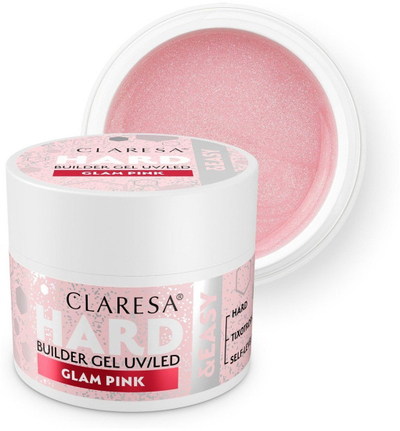 Xhel ndërtues për thonj Claresa Hard &amp; Easy Glam Pink, 12g, UV, rozë