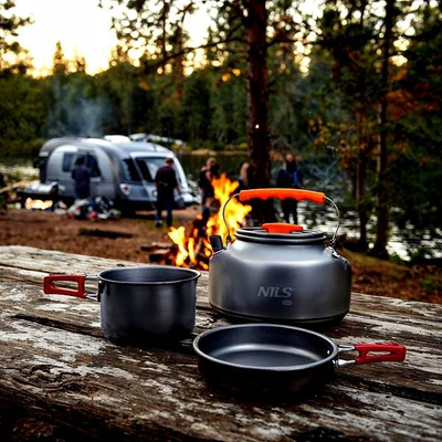 Marmitë kampingu NILS Camp NC17119, 1.4L, alumin dhe çelik inox, gri