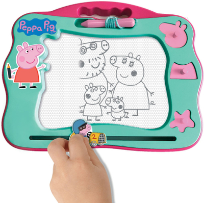 Tabelë vizatimi magnetike Peppa Pig Travel, me laps dhe 3 vula, 23.5 x 18 cm, mente rozë