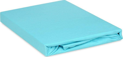 Çarçaf fitted Matex Jersey 140x200, pambuk 100%, me garniçë, blu