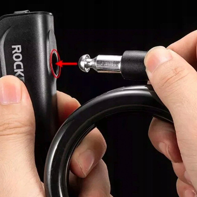 Kyç biçiklete Rockbros, kabllo çeliku 1.1 m, me çelësa, i zi