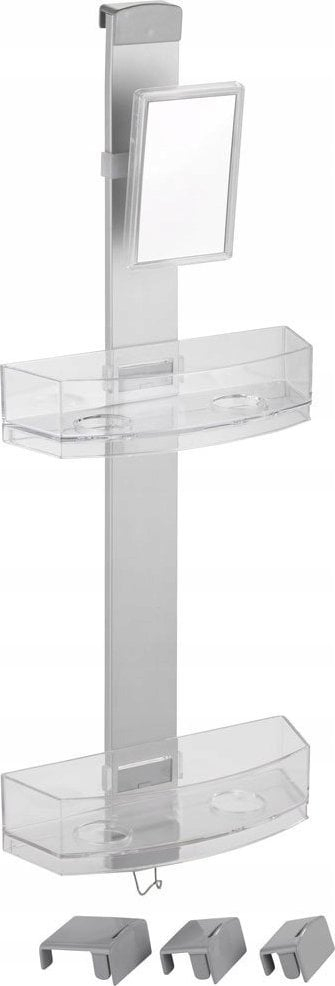 Rafth dushi Wenko Shower Caddy me pasqyrë kundër avullit, inox, argjend