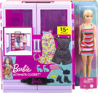 Lodër kukull Barbie Fashionistas Ultimate Closet, set gardërobe me dollap portativ, me rroba dhe aksesorë, shumëngjyrëshe