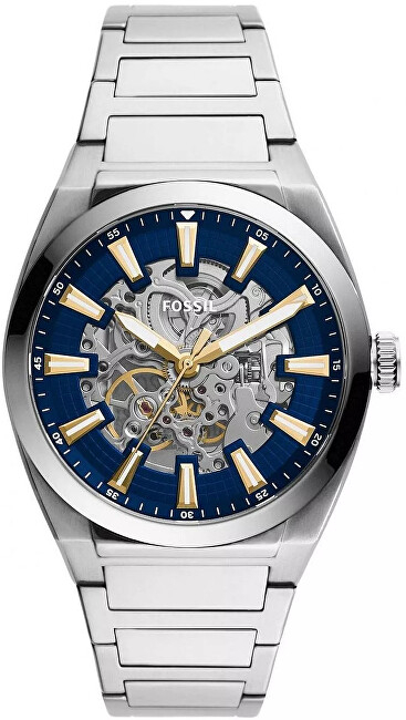 Orë për meshkuj Fossil Everett Skeleton Automatic ME3220, e argjendtë