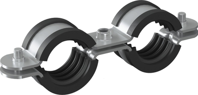 Kllampë dyfishe për tuba Niczuk UDG 1, 31-34mm, metal, e verdhë