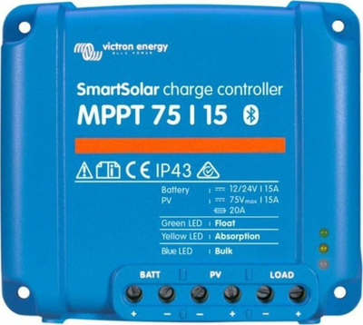 Kontrollor karikimi diellor Victron SmartSolar MPPT 75/15, 75V, 15A, blu me Bluetooth