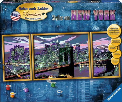 Set pikture me numra Ravensburger New York Skyline, akrilik, për të rritur, shumëngjyrësh