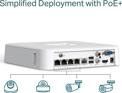 Regjistrues rrjeti TP-Link VIGI NVR1104H-4P, 4 kanale PoE, dalje HDMI 4K, i zi