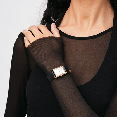 Orë dore për femra Daniel Wellington Bound 35x24 DW00100698, e zezë