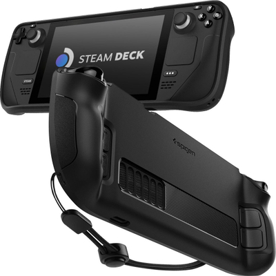 Kapak mbrojtës Spigen Rugged Armor për Steam Deck, material TPU, matte, i zi