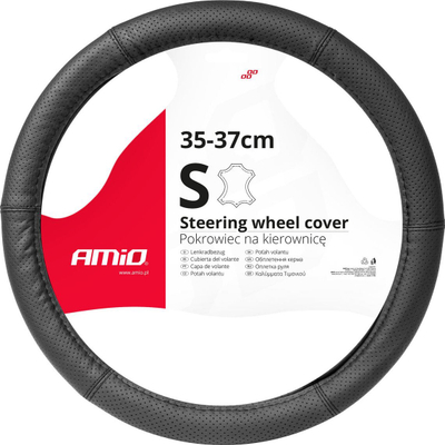 Mbulesë lëkure për timon AMiO SWC-50-S, 35-37 cm, e zezë