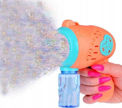 Pistoletë flluskash Colorful Bubble Gun ZA4955, me dritë, me lëng flluskash, portokalli shumëngjyrëshe