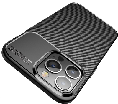 Mbrojtëse telefoni Carbon Premium për iPhone 11 Pro Max, TPU i butë, me teksturë karboni, e zezë
