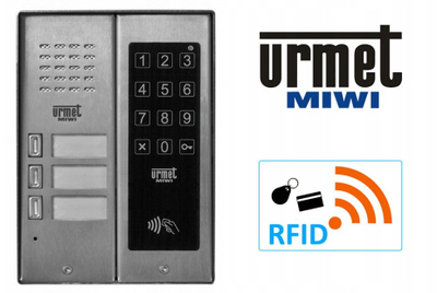 Panel interfoni Urmet 5025 2D ZK RF, me kod dhe RFID, inox, gri metalik