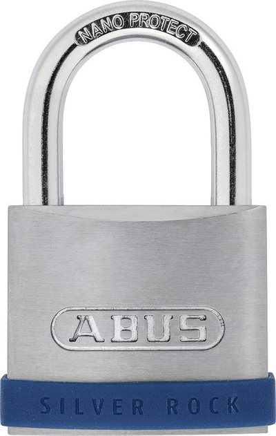 Kyç sigurie ABUS Silver Rock 5, trup 45mm, Nano Protect, argjendtë me blu