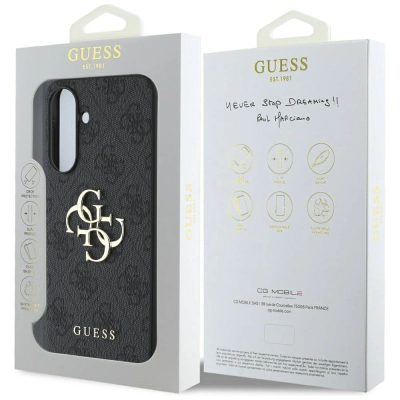 Футрола за телефон Guess 4G Saffiano за Samsung Galaxy A56 5G, еко кожа, црна