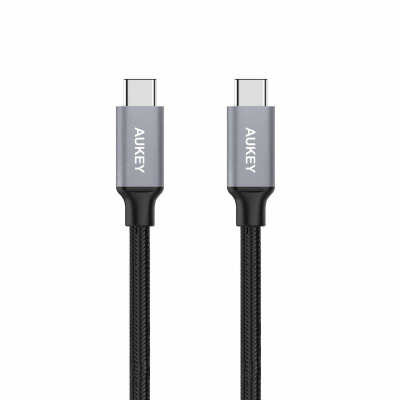 Kabllo Aukey, USB C / USB C, 1 m, e zezë
