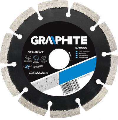 Disk diamanti Graphite 57H606, 125x22.2mm, segmentuar, i zi