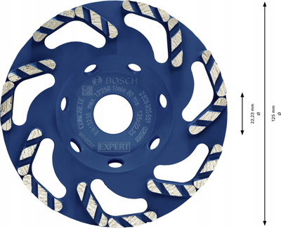 Kokë bluarëse Bosch Expert Concrete Diamond, 125mm, për beton, gri