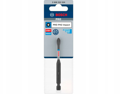 Bit vidhose Bosch Professional 2608522524 PH2, çelik i forcuar, për vegla goditëse, gri