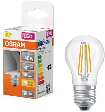 Llampë LED Osram E27, 3.4W, dritë e ngrohtë