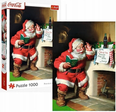 Puzzle Trefl Coca Cola Shën Nikolla te Oxhaku, 1000 copa, motiv Krishtlindje, me shumë ngjyra