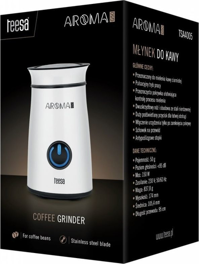 Mulli kafeje Teesa Aroma G50-TSA4005, 150W, 50 g, i bardhë