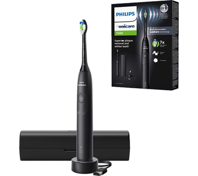 Furçë elektrike dhëmbësh Philips Sonicare Series 5300 HX7101/02, me bateri rimbushëse, e zezë