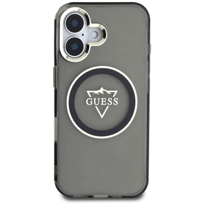 Kapak telefoni Guess IML Metal Mountain Logo MagSafe, për iPhone 16 6.1", i zi