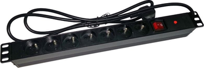 Shirit kontakti Alantec PZ071U, 7 priza, 230V, kabllo 1.8m, për raft 19", ngjyrë e zezë