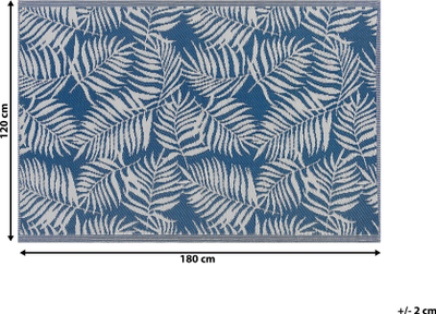Tapet oborri pa firmë Palm Leaf, 120 x 180 cm, material sintetik, blu