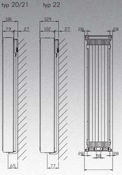 Radiator vertikal Stelrad, i bardhë