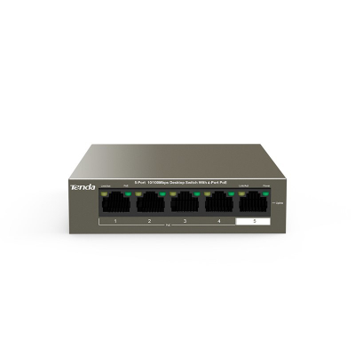 Switch rrjeti Tenda TEF1105P 4 porta PoE, 10/100Mbps, 35W, gri